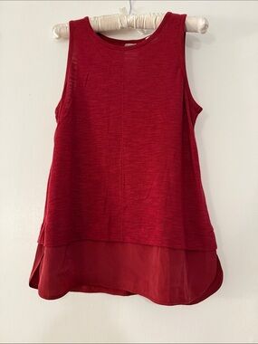 Sleeveless Red Faux Layered Tank Top - Women